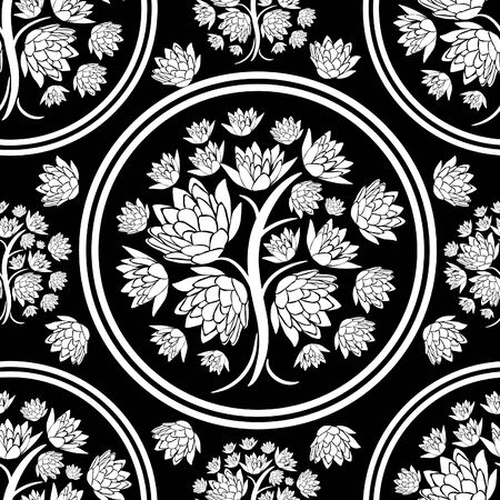 seamless floral pattern with treeのイラスト素材