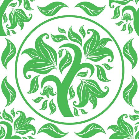 seamless floral pattern with treeのイラスト素材