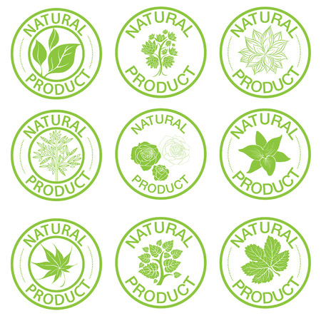 Set of vector stamps with leafs - natural productのイラスト素材