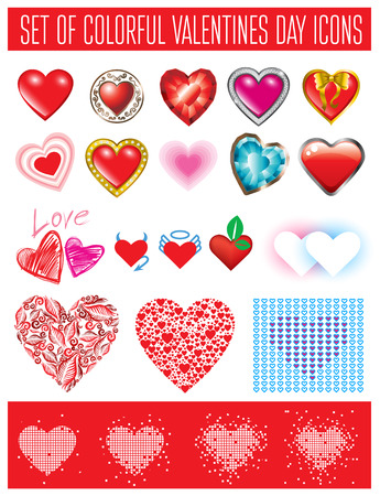set of design elements with hearts - Saint Valentines Dayのイラスト素材