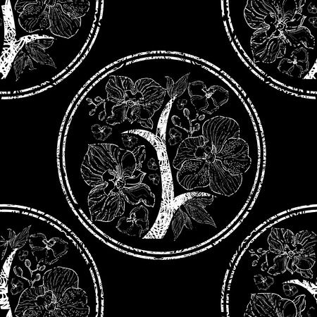 Vector seamless floral pattern, freehand drawing - tree from flowers and leafsのイラスト素材