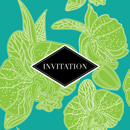 Vector floral invitation for events design with different flowersのイラスト素材