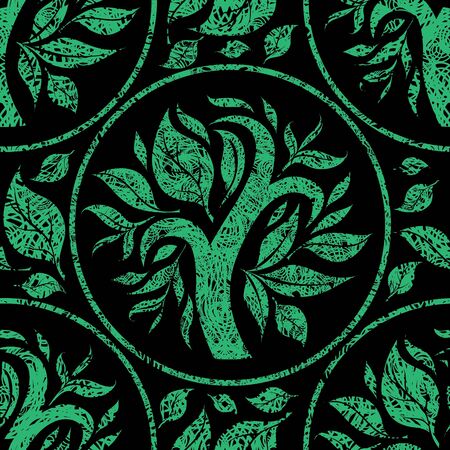 Vector seamless floral pattern, freehand drawing - flowers and leafsのイラスト素材