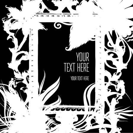 Vector stylish black floral background - design elements can be used for invitation, greeting cardsのイラスト素材