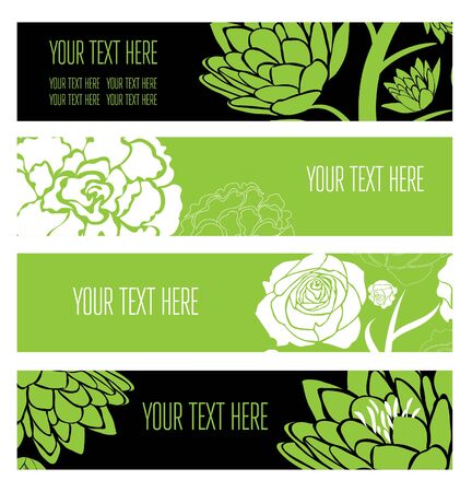Vector set of stylish floral web bannersのイラスト素材
