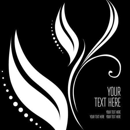 Vector stylish black floral background - design elements can be used for invitation, greeting cardsのイラスト素材