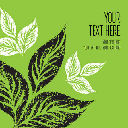 Vector stylish green floral background - design elements can be used for invitation, greeting cardsのイラスト素材