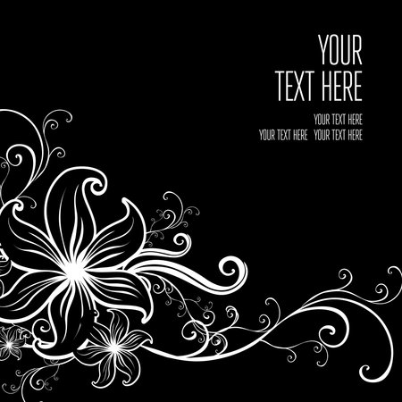 Vector stylish black floral background - design elements can be used for invitation, greeting cardsのイラスト素材