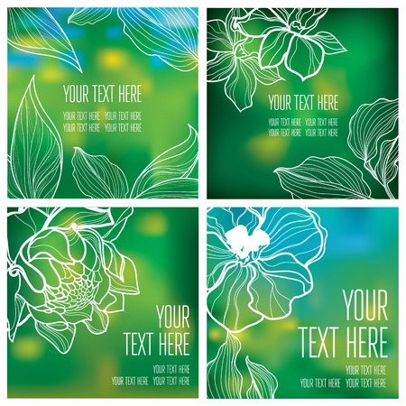 Vector set of organic natural frames backgrounds - design elementsのイラスト素材