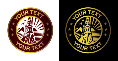 Vector logotype symbol with sea and castle landscape.のイラスト素材