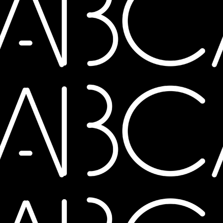 Vector lettering - font alphabet. Line and dots letters. Seamless patternのイラスト素材