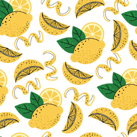 Seamless pattern - fruit flat illustration. Cocktail garnish. Vector illustration of citrusのイラスト素材