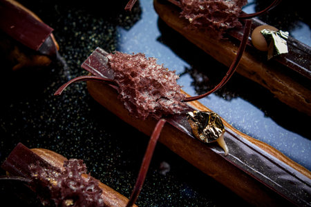 decorated chocolate eclair