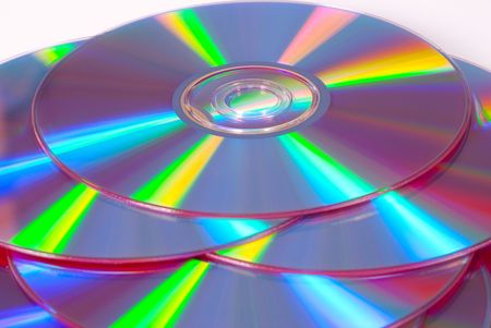 A couple of discs spread out on top of each otherの写真素材