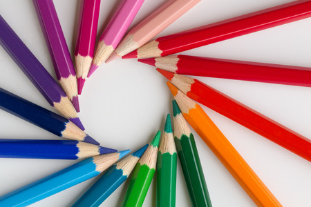 Coloured pencils in a circleの写真素材