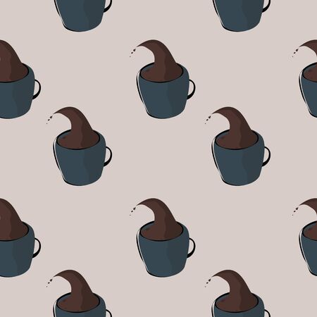 blue glass of coffee seamless pattern with cream good for cover, wrapping paper, decoration, wallpaper, etcのイラスト素材