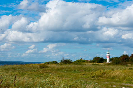 lighthouse on Årø island, denmarkの写真素材