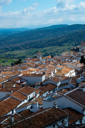 roof patterns of andalusian white village grazalema, spainの写真素材