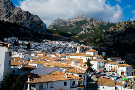 roof patterns of andalusian white village grazalema, spainの写真素材
