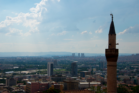 cityscape of turkish capital ankara, seen from ancient ankara castleの写真素材