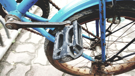 Old pedal for bicycle.vintage tone.old fashion