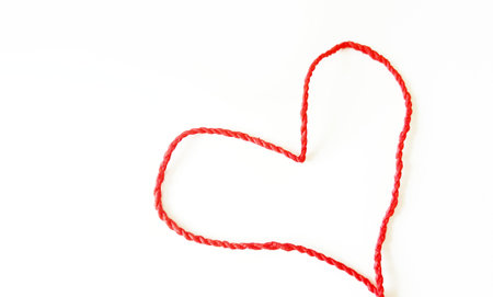 heart isolated on white background,Heart shaped rope.copy space,love,twisted heart rope