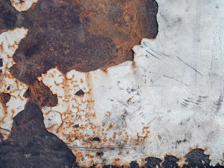 abstract background texture.The surface of the rusted steel.orange and brown color on material. Weathered old zinc fence.の写真素材