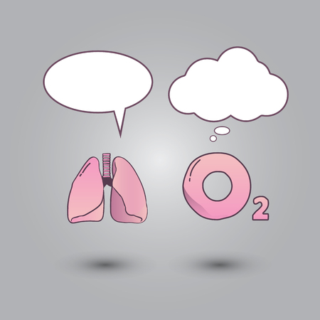 Template empty speech balloons. Dialogue between lungs and oxygen formula.のイラスト素材