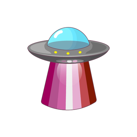 LGBT sign. Lipstick lesbian icon in flat design. Alien spaceship. Futuristic unknown flying object.のイラスト素材
