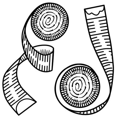 Set of sewing items monochrome color. Set for needlework. Tape measure.のイラスト素材