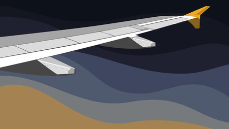 The wing of an airplane that you see when you look out of its window.