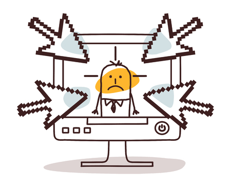 businessman on computer and cyberbullyingの写真素材