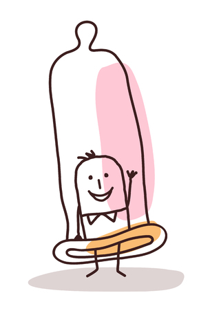 cartoon man in a big condomの写真素材