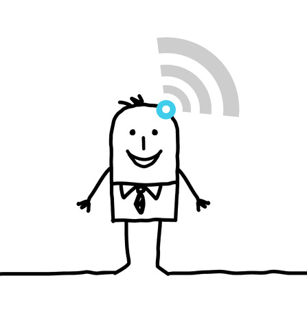 cartoon connected businessmanの写真素材