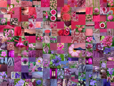 PINK patchwork collage made of small picturesの写真素材