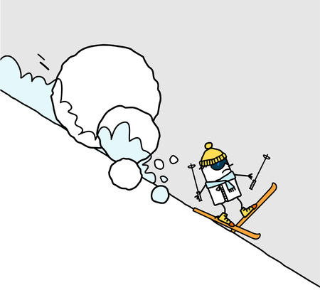 cartoon skier & avalancheの写真素材