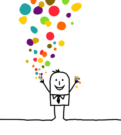 hand drawn cartoon character - man & confettiの写真素材
