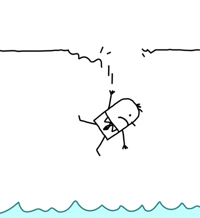 hand drawn cartoon characters - falling manの写真素材
