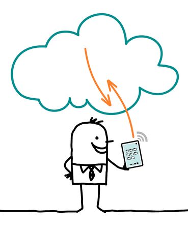cartoon characters and cloud - connectionの写真素材