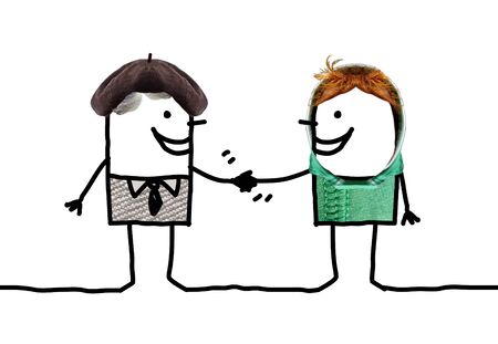 Cartoon people - different men handshakeの写真素材