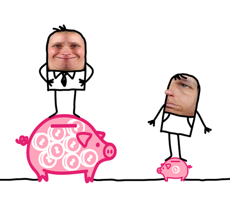 Cartoon people - rich and poor menの写真素材