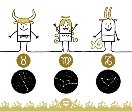 Cartoon astrology signs - Zodiac - Earthの写真素材