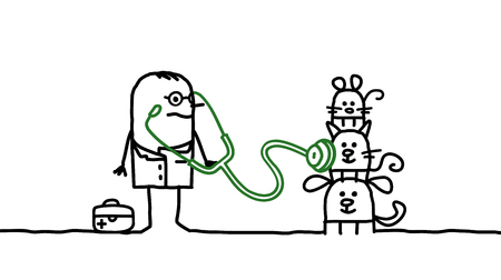 Cartoon characters - veterinary with petsの写真素材