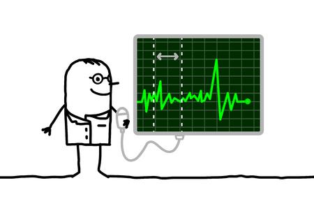 Cartoon characters - doctor with electrocardiogramの写真素材