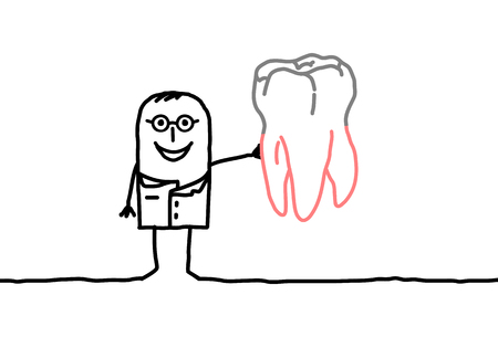 Cartoon characters - dentist with big toothの写真素材