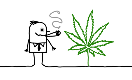 Cartoon characters - man smoking cannabisの写真素材