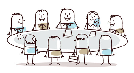 Cartoon Business Teamwork Around a Tableのイラスト素材