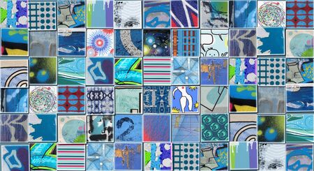 Abstract Blue Background made with Small illustrationsの写真素材