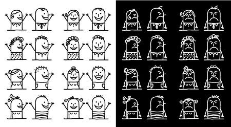 Cartoon Characters Set - Positive and Negative Peopleのイラスト素材