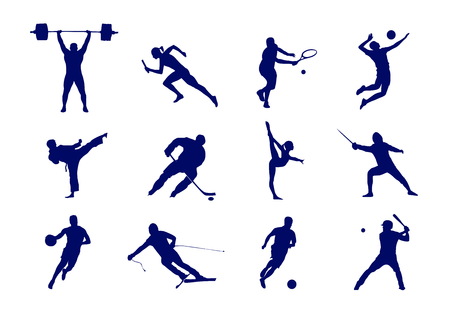 Kinds of sport sign: tennis, football, basketball and others - isolated imageのイラスト素材